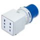 ADATTATORE CEE IP20  SPINA CEE 2P+T16A +2PRESE BIPASSO 16A