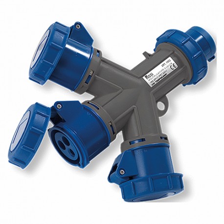 ADATTATORE CEE IP67 SPINA 2P+T16A CEE  230V +3PRESE 2P+T16A