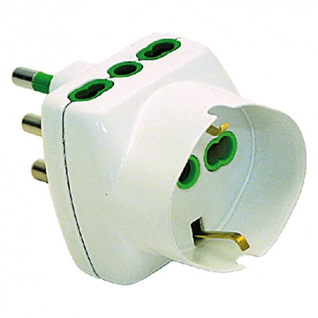 ADATTATORE TRIPLO 2+1 SCHUKO 2P+T10/16A SP. 2P+T16A VERTIC.