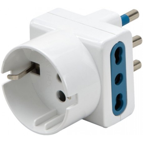 ADATTATORE TRIPLO PRESE IT 16A 2 P+T BIANCO 2X *IT EURO* 1X *IT,DE*