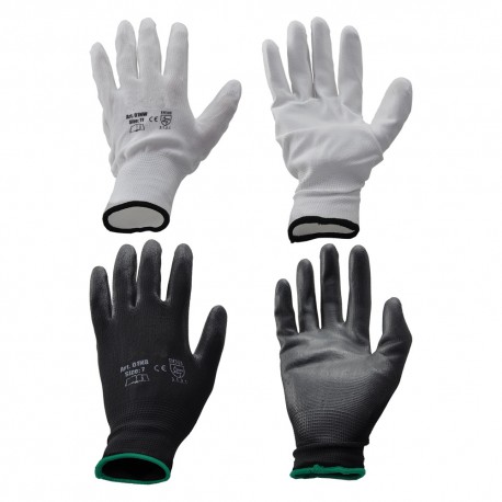 GUANTI POLIESTERE / POLIURETANO Tg. 8 (M) - palmo bianco (CP 12)