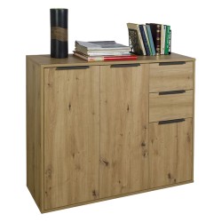 MOBILE MULTIUSO TRE ANTE + DUE CASSETTI LINEA 'ESPRESSO' cm.106 x 35,4 x h. 86,9 - rovere artisan (PZ 1)