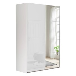 ARMADIO SCORREVOLE CON ANTA A SPECCHIO LINEA 'SYSTEMA' cm. 150 x 67 x h.222 - bianco + bianco laccato (PZ 1)
