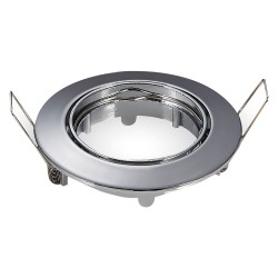 PORTAFARETTO LED ORIENTABILE IN METALLO colore cromato Ø 82 x h.25 mm. Ø imbocco 70 mm. (PZ 1)