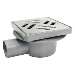 CHIUSINO SIFONATO REGOLABILE GRIGLIA ACCIAIO cm 11 x 11 x h. 7 - attacco Ã˜ 40 mm (PZ 1)