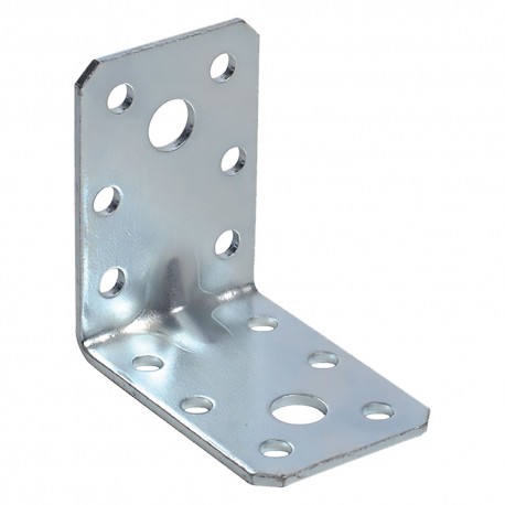 GIUNZIONE AD ANGOLO CON NERVATURA mm 85 x 85 x 65 - sp.2,5 cert.CE (PZ 25)