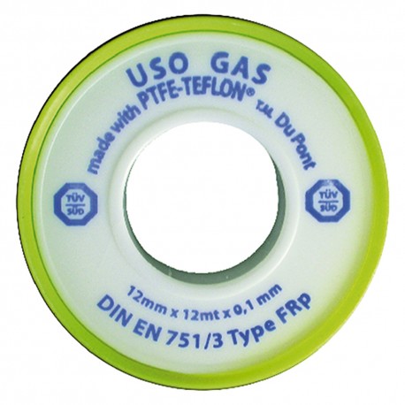 NASTRO TEFLON PER GAS 'PROFESSIONALE' 1/2x12 mt. x0,1 mm - cf. 10 rt. (CF 1)