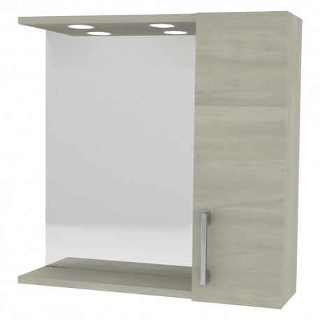 SPECCHIERA DA BAGNO PENSILE SINGOLO cm 58 x 16 x h.57 - rovere grigio (PZ 1)
