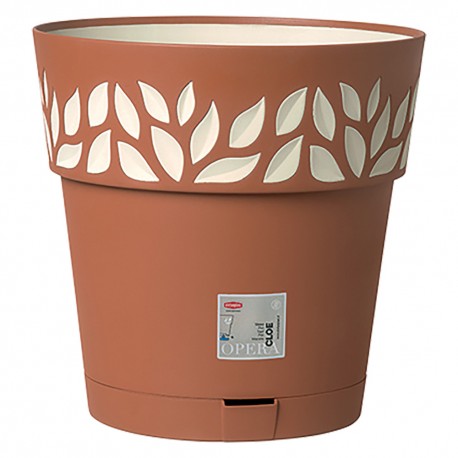 VASO TONDO 'CLOE' Ã¸ 15 x h.15 - bianco/travertino (PZ 1)