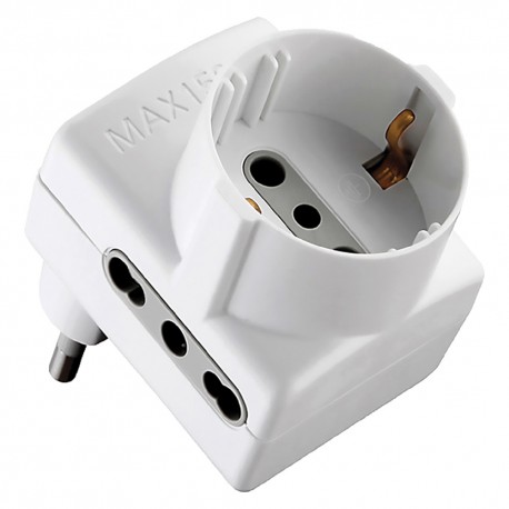 ADATTATORE TRIPLO 'SALVASPAZIO' Spina 2P+T16A - art.70066 (PZ 1)
