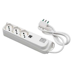 MULTIPRESA CON INTERRUTTORE + USB 3 usc. / sp.2P+T 16A + 2 usb 2,1A (PZ 1)