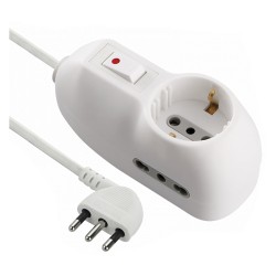 MULTIPRESA CON INTERRUTTORE 1 Schuko + 2 Bival.10/16A - 62023 (PZ 1)