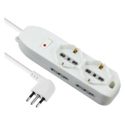 MULTIPRESA CON INTERRUTTORE 2 Schuko + 4 Bival.10/16A - 62047 (PZ 1)
