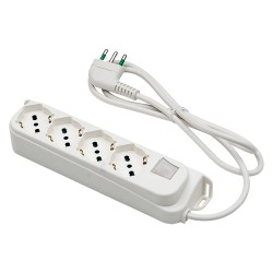 MULTIPRESA CON INTERRUTTORE 3 uscite / spina 2P+T 16A - bianca (PZ 1)