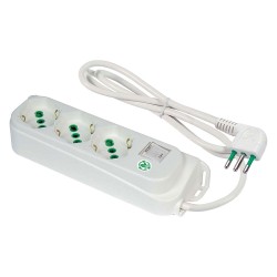 MULTIPRESA CON INTERRUTTORE 'ECO RELIFE' 3 uscite / spina 2P+T 10A - bianca (PZ 1)