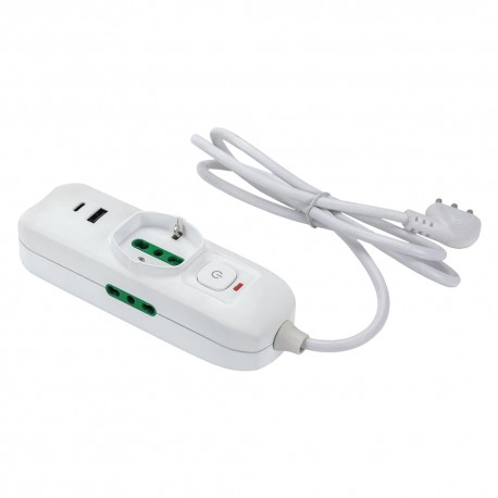 MULTIPRESA MINI 'TRIAX 2' mt. 1,5 - colore bianco (PZ 1)
