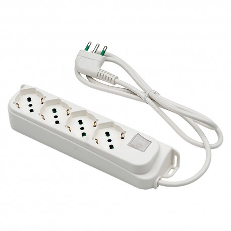 MULTIPRESA CON INTERRUTTORE 4 uscite / spina 2P+T 16A - nera (PZ 1)
