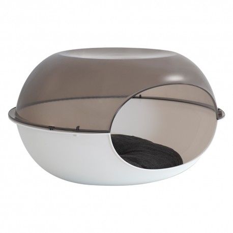 CUCCIA CON CUSCINO 'LUNA' bianco / fumÃ¨ - cm 57 x 48 x h. 31 (PZ 1)