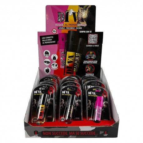 ESPOSITORE SPRAY ANTIAGGRESSIONE 'DIVA' totale 18 pezzi (CF 1)