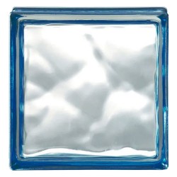 MATTONE IN VETROCAMERA ONDULATO cm 19 x 19 x 8 - blu (PZ 6)