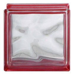 MATTONE IN VETROCAMERA ONDULATO cm 19 x 19 x 8 - rosso (PZ 6)