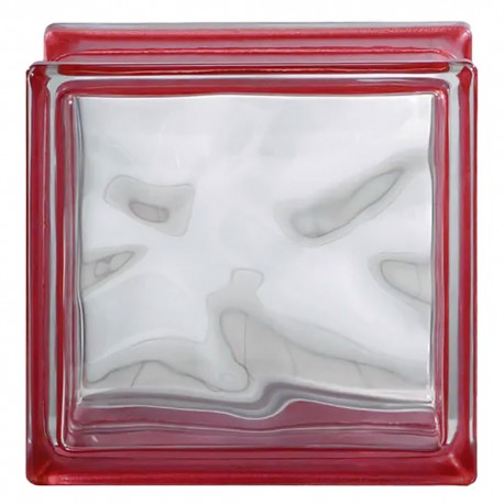 MATTONE IN VETROCAMERA ONDULATO cm 19 x 19 x 8 - rosso (PZ 6)