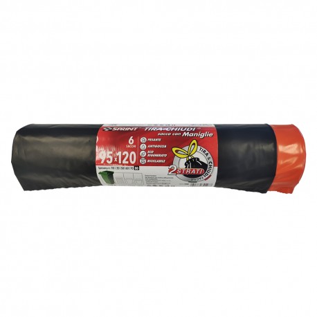 SACCO IN POLIETILENE cm. 95 x 120 - nero/arancio (CF 1)