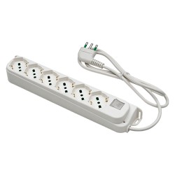 MULTIPRESA CON INTERRUTTORE 6 uscite / spina 2P+T 16A - bianca (PZ 1)