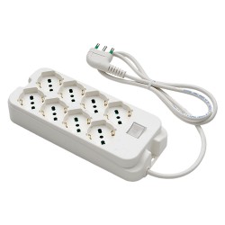 MULTIPRESA CON INTERRUTTORE 8 uscite / spina 2P+T 16A - bianca (PZ 1)