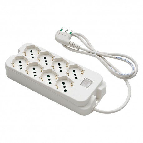 MULTIPRESA CON INTERRUTTORE 8 uscite / spina 2P+T 16A - bianca (PZ 1)