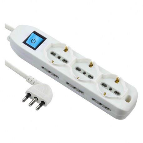 MULTIPRESA CON INTERRUTTORE 3 Schuko + 6 Bival.10/16A - 62002 (PZ 1)