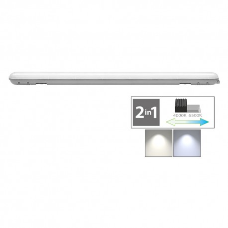 PLAFONIERA DOPPIO TUBO LED CAMBIA TONO 2 x 48W - 4000/6500K mm.1200 x 100 x 70 mm (PZ 1)