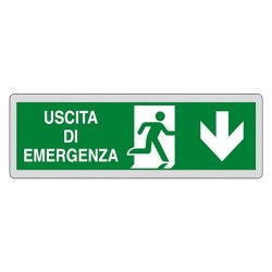ETICHETTA SEGNALETICA USCITA EMERGENZA IN BASSO (PZ 1)