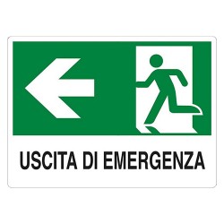 CARTELLO SEGNALETICA USCITA EMERGENZA A SINISTRA (PZ 1)