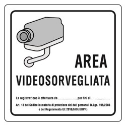 CARTELLO 'AREA VIDEOSORVEGLIATA' cm 20 x 20 (PZ 1)
