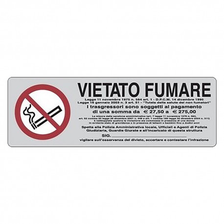 ETICHETTA SEGNALETICA VIETATO FUMARE - LEGGE 11 NOVEMBRE 1975, N. 584 (PZ 10)