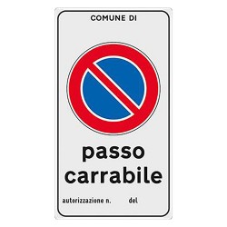 CARTELLO 'PASSO CARRABILE' cm 45 x 25 (PZ 1)