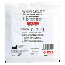 BUSTA GARZA COMPRESSA STERILE misura cm. 10 x 10 - 8 strati - cf. da 10 pz. (CF 1)