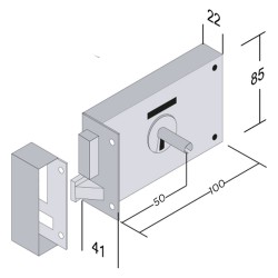 SERRATURA PORTONCINO DA APPLICARE ART. 175 E 50 - scatola mm 100 Dx (PZ 2)