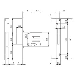 SERRATURA A DOPPIA MAPPA DA INFILARE PER FASCIA ART. 661 E 52 - scatola mm 105 x 82 x 3 (PZ 1)