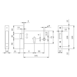 SERRATURA DA INFILARE ART. 720 E 60 - fr. mm 22 (PZ 1)