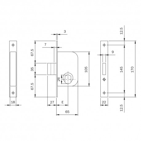 SERRATURA DA INFILARE ART. 605 E 35 (PZ 2)