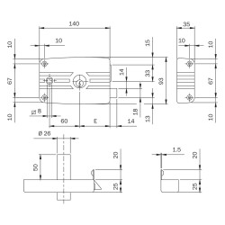 SERRATURA PORTONCINO DA APPLICARE ART. 481 3 mandate - E 60 Dx (PZ 2)
