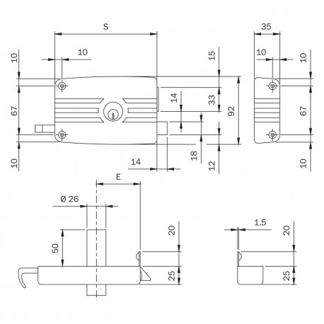 SERRATURA PORTONCINO DA APPLICARE ART. 432 2 mandate Sx - E 50 (PZ 2)