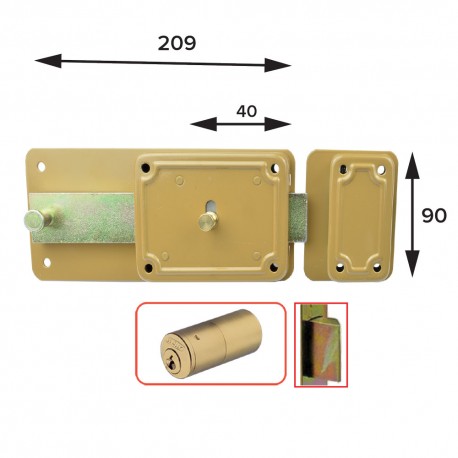 SERRATURA FERROGLIETTO 'P-CF' P50 -5 mand.E40 Dx scroc.45Â°incorp. (PZ 2)