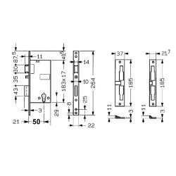 SERRATURA ELETTRICA DA INFILARE PER PORTA LEGNO ART. 581 E 49,5 - bordo quadro (PZ 1)