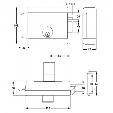 SERRATURA ELETTRICA DA APPLICARE PER CANCELLI ART. 680 Dx - E 50 (PZ 1)