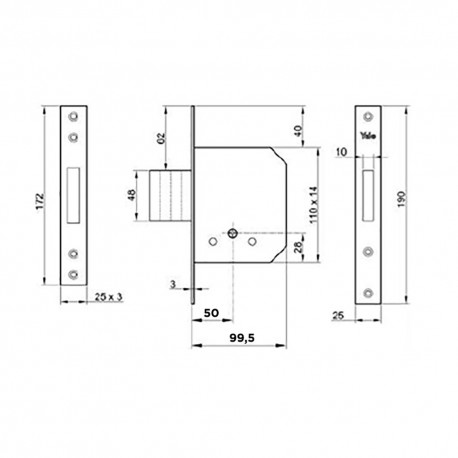 SERRATURA DA INFILARE PER PORTA LEGNO '56320' E50 - bordo quadro / 4 mandate (PZ 1)