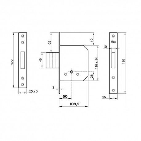 SERRATURA DA INFILARE PER PORTA LEGNO '56320' E60 - bordo quadro / 4 mandate (PZ 1)