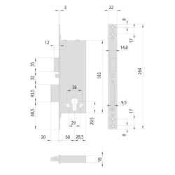 SERRATURA ELETTRICA DA INFILARE PER LEGNO ART. 120 E 60 (PZ 1)